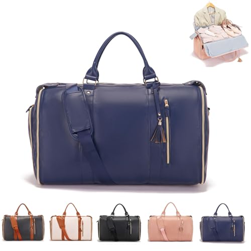 BnMvF Luxemega Reisetasche, 2 in 1 Jennibag Reisetaschen für Frauen, wasserdicht faltbar Convertible Garment Duffel Bag (Blau,Einheitsgröße) von BnMvF