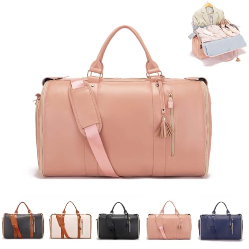 BnMvF Luxemega Reisetasche, 2 in 1 Jennibag Reisetaschen für Frauen, wasserdicht faltbar Convertible Garment Duffel Bag (Rosa,Einheitsgröße) von BnMvF