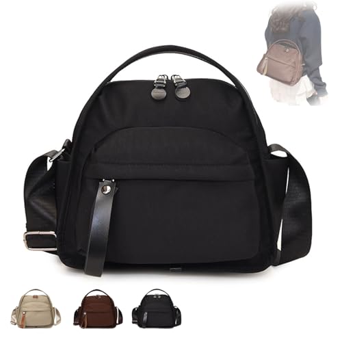 BnMvF Women 's Lightweight Nylon Crossbody Bag, Halbmond Umhängetasche Geldbörse mit Reißverschluss, Solid Color Casual Handtasche (Schwarz) von BnMvF