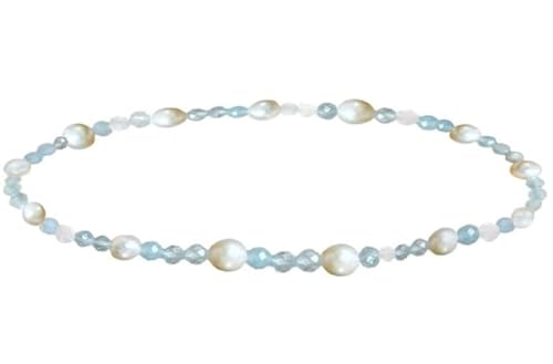 BnbnPup Aquamarin Edelstein Armband Mädchen Armband Echte Steine Kristall Schmuck Elastisch Armbänder Damen Handgefertigtes in Geschenkbox von BnbnPup