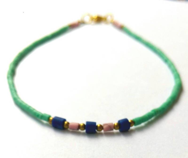 Afghan Lapislazuli Mit Türkis & Opal Winzigen Tube Rohr Samen Perlen Fußkettchen Knöchel Armband Edelstein Messing, 925 Sterling Silber Schmuck von BnhStone