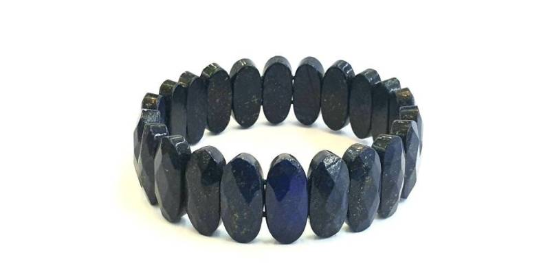 Afghanistan Natural Real Hiqh Top Quality Untreated Lapis Lazuli Polished Oval Shape Perlen Stretchy Armband Gemstone Unisex Schmuck von BnhStone