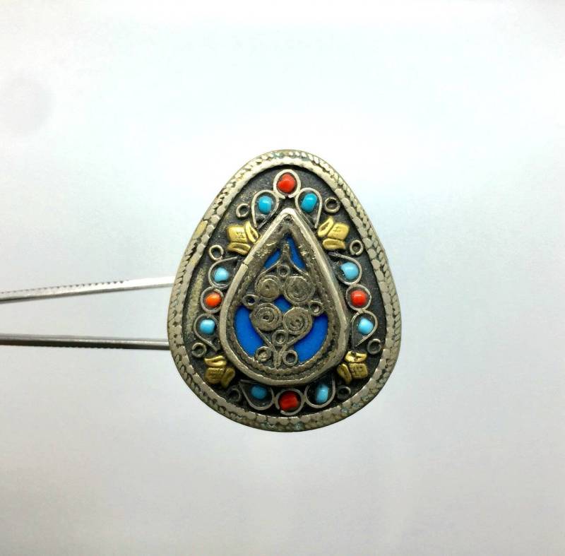 Free Shipping Weltweit Afghan Middle Eastern Größe 7.25 Us Multi Stone Türkis, Koralle, Lapis Ring Versilbert Edelstein Schmuck Ethno von BnhStone