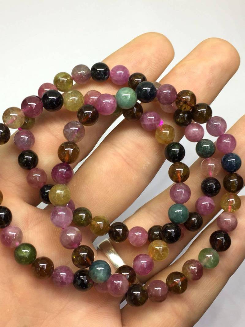 Indien Runde Turmalin Lose Perlen 1 Armband Unisex Edelstein Stein Schmuck von BnhStone