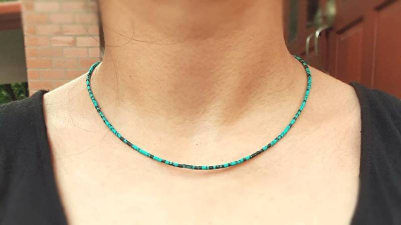 Malachit Winzige Samen Röhrchen Zylinder Perlen Schlichte Einfache Heishi Halskette Sterling Silber & Messing Schmuck Machen Sie Für Ordnung Dainty von BnhStone