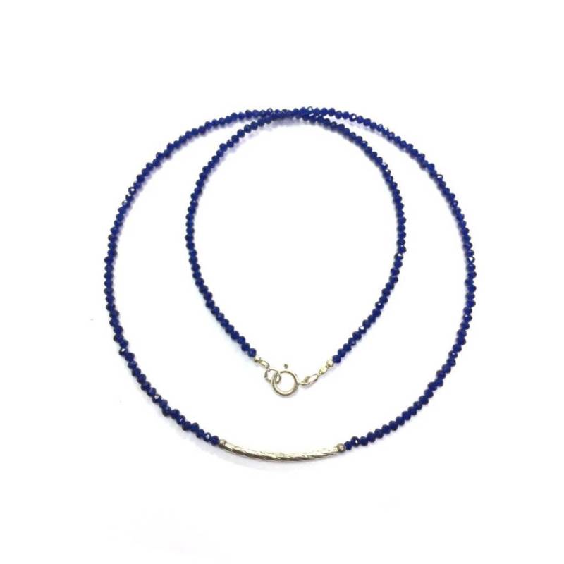Natürliche Lapislazuli Rondelle Winzige Rocailles Halskette Mit Sterling Silber Verschluss Minimalist Zartes Schmuck Geschenk Für Sie Handgemachte von BnhStone
