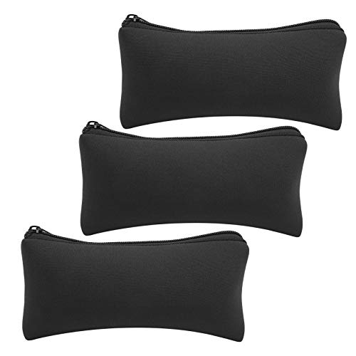 Bnineteenteam 3pcs Bleistiftkoffer Beutel Stiftbeutel Neopren Bleistifthalter Soft wasserdichte Leichte Kapazität für Schüler Künstlerbüroschule mit Empfindlichen Nähten (Black) von Bnineteenteam