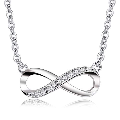Bo&Pao Infinity Kette Damen 925 Sterling Silber, 45 cm Silber Unendlich Kette mit Unendlichkeitszeichen von Bo&Pao