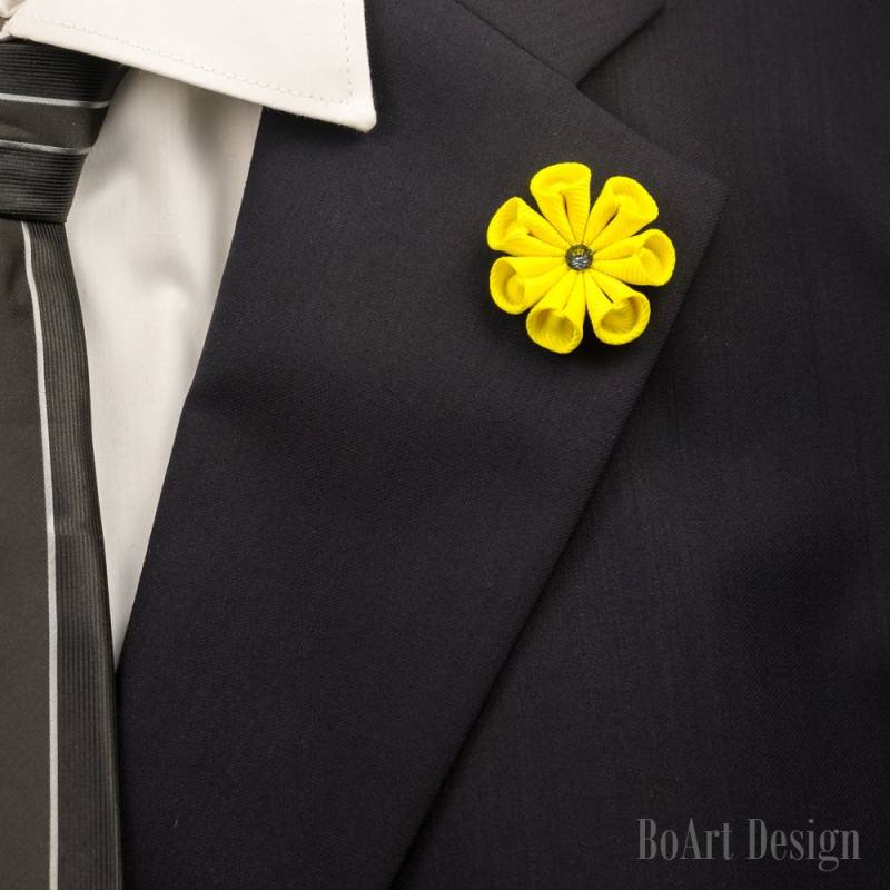 Anstecknadel Pin/Gelben Blumen Revers Mit Swarovski Silber Nacht Kristall/Revers Blume/Herren Blume/Hochzeit Zubehör/Brosche Anstecknadel Pin/Gelben Blumen Revers Mit Swarovski Silber Nacht Kristall/Revers Blume/Herren Blume/Hochzeit Zubehör/Brosche von BoArtDesign