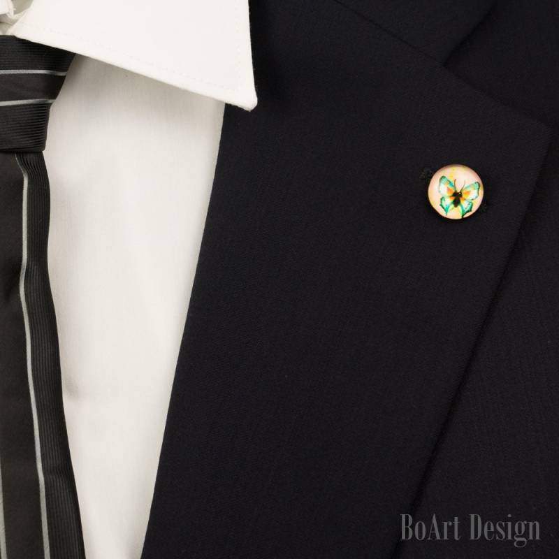 Blauer Schmetterling Cabochon Knopf Revers Pin/Brosche/Revers Pin/Revers-Taste/Männer /Wedding Zubehör/Anstecknadeln Und Knöpfe von BoArtDesign