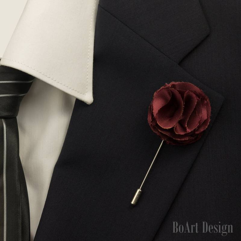 Bordeaux Nelke Revers Pin/Revers Stick Pin/Pin/Revers Blume/Herren Blume/Hochzeit Zubehör/Blumenbrosche von BoArtDesign