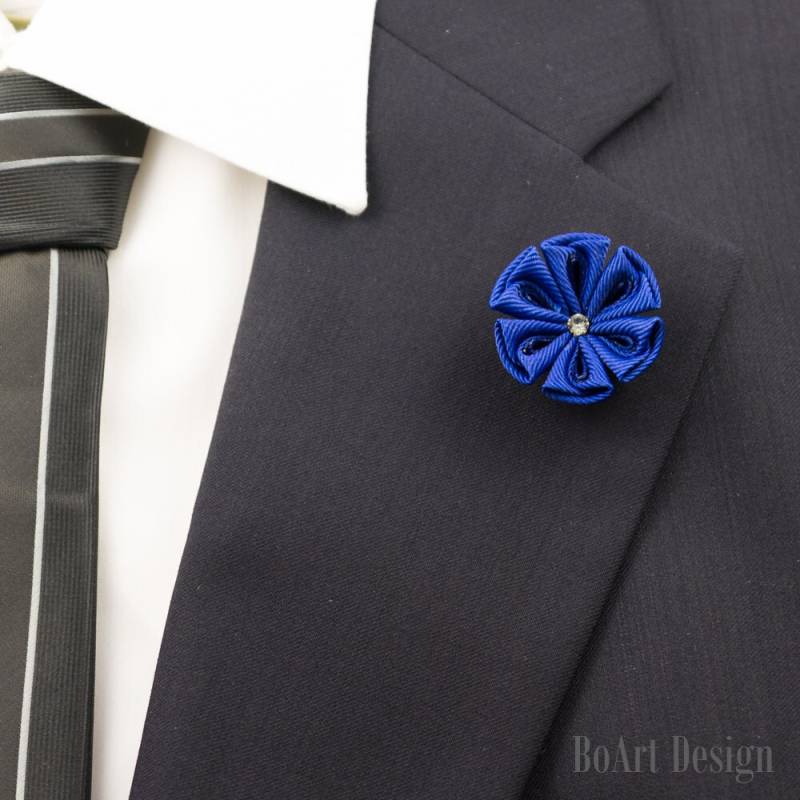 Dunkel Blaue Kanzashi-Blumen-Anstecknadel Mit Swarovski Silber Nacht Kristall/Revers Pin/Revers Blume/Herren Revers Blume/Hochzeit Zubehör/Brosche Dunkel Blaue Kanzashi-Blumen-Anstecknadel Mit Swarovski Silber Nacht Kristall/Revers Pin/Revers Blume/Herren Revers Blume/Hochzeit Zubehör/Brosche von BoArtDesign