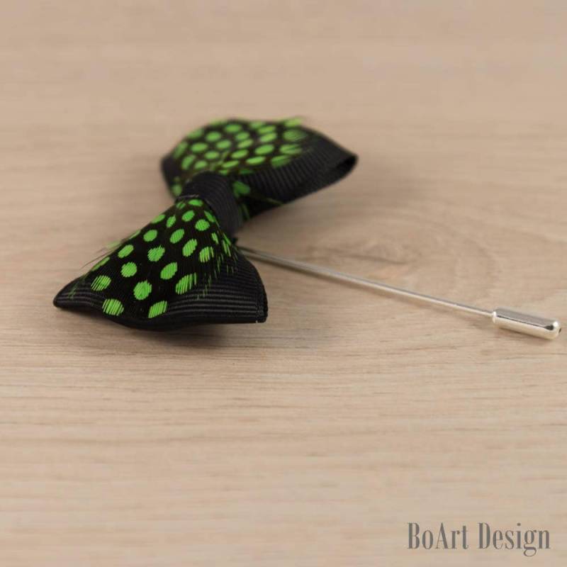 Feder Revers Pin/Fasan Inspiriert Stift/Schwarz/Smaragd Bowtie Pin/Revers Blume/Herren Blume/Hochzeit Zubehör von BoArtDesign