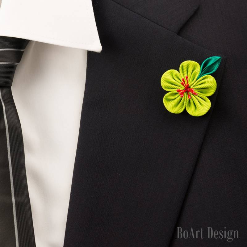 Kirsche Blüte Revers Pin/Frühling Blume/Grün Stift/Kanzashi Blume Anstecknadel/Revers Blume/Herren Blume/Hochzeit Zubehör/Brosche Kirsche Blüte Revers Pin/Frühling Blume/Grün Stift/Kanzashi Blume Anstecknadel/Revers Blume/Herren Blume/Hochzeit Zubehör/Brosche von BoArtDesign