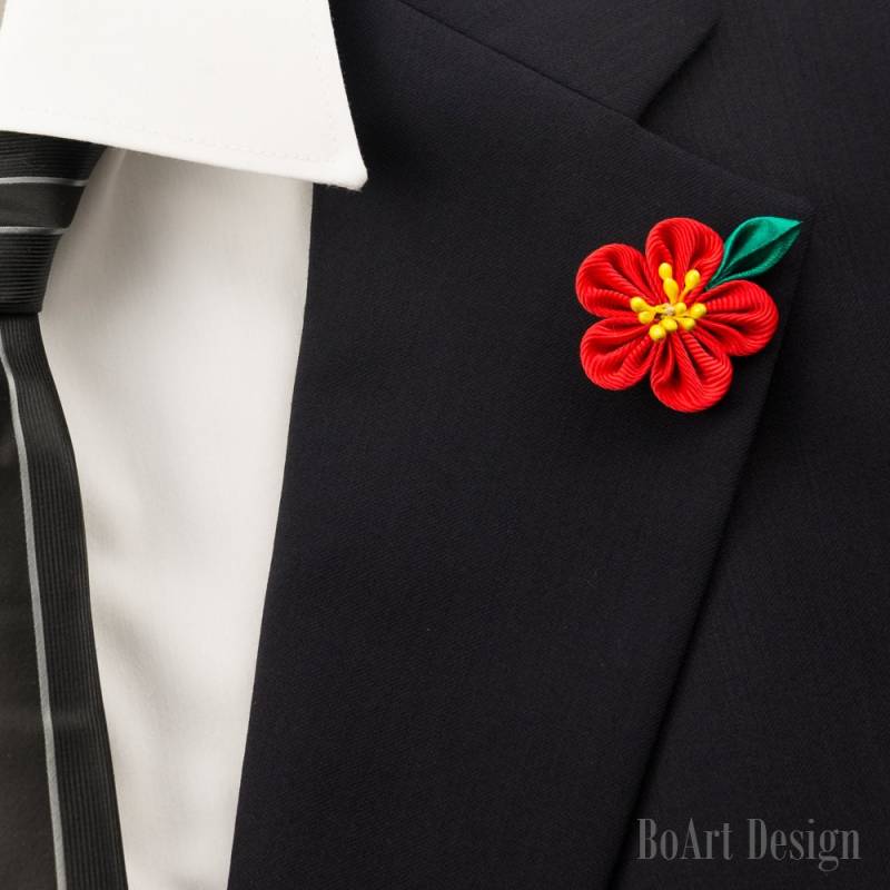 Kirsche Blüte Revers Pin/Frühling Blumen/Rot Stift/Kanzashi Blume Anstecknadel/Revers Blume/Herren Blume/Hochzeit Zubehör/Brosche Kirsche Blüte Revers Pin/Frühling Blumen/Rot Stift/Kanzashi Blume Anstecknadel/Revers Blume/Herren Blume/Hochzeit Zubehör/Brosche von BoArtDesign