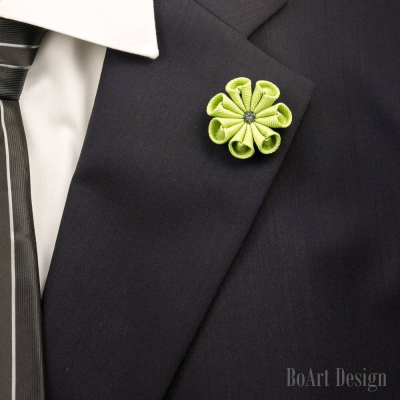 Revers Pin/Armee Grüne Blume Anstecknadel Mit Swarovski Silber Nacht Kristall/Revers Blume/Herren Blume/Hochzeit Zubehör/Brosche von BoArtDesign