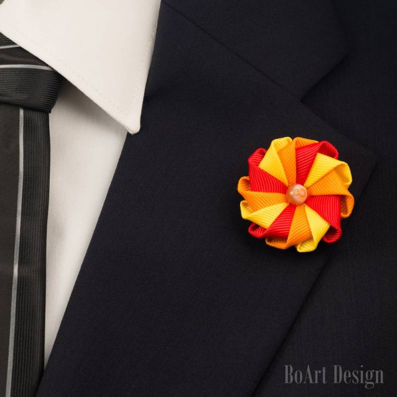 Revers Pin/Herbst Inspiriert Kanzashi Blume Am Pin/Orange Achat Natürliche Stein Perle/Revers Blume/Herren Blume/Hochzeit Zubehör Revers Pin/Herbst Inspiriert Kanzashi Blume Am Pin/Orange Achat Natürliche Stein Perle/Revers Blume/Herren Blume/Hochzeit Zubehör von BoArtDesign