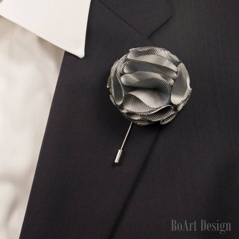 Revers-stick Pin/Silber Grau Nelke Revers Pin/Revers Pin/Blume Blume/Herren Blume/Hochzeit Zubehör/Brosche von BoArtDesign