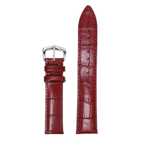 BoBoHome 16mm Universelles Echtes Leder-Armband Verstellbares Edelstahlverschluss-Armband Reparaturaccessoires-Rot von BoBoHome
