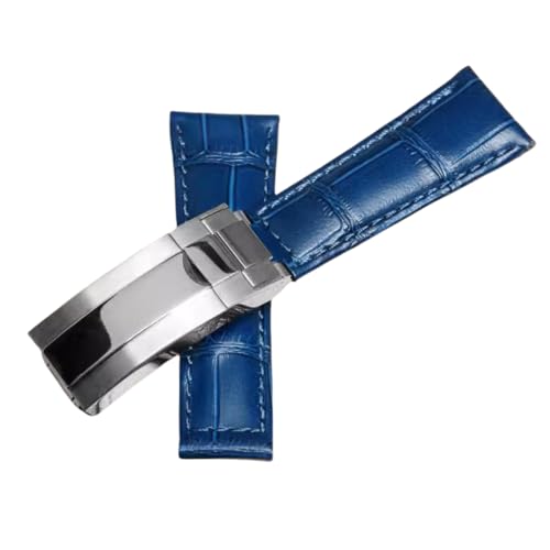 BoBoHome 20mm Flexibles Echtes Leder-Armband Ersatz-Trennverschluss-Armband Uhrenaccessoires für Rolex Black Green Submariner-Blau A von BoBoHome