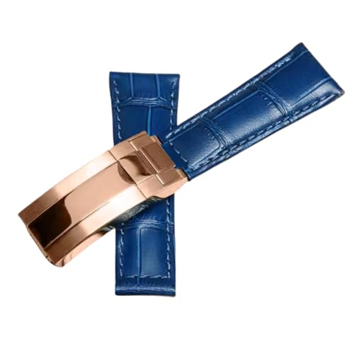 BoBoHome 20mm Flexibles Echtes Leder-Armband Ersatz-Trennverschluss-Armband Uhrenaccessoires für Rolex Black Green Submariner-Blau C von BoBoHome