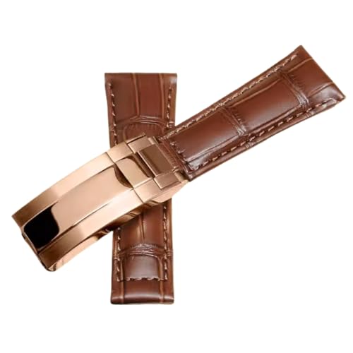 BoBoHome 20mm Flexibles Echtes Leder-Armband Ersatz-Trennverschluss-Armband Uhrenaccessoires für Rolex Black Green Submariner-Braun C von BoBoHome