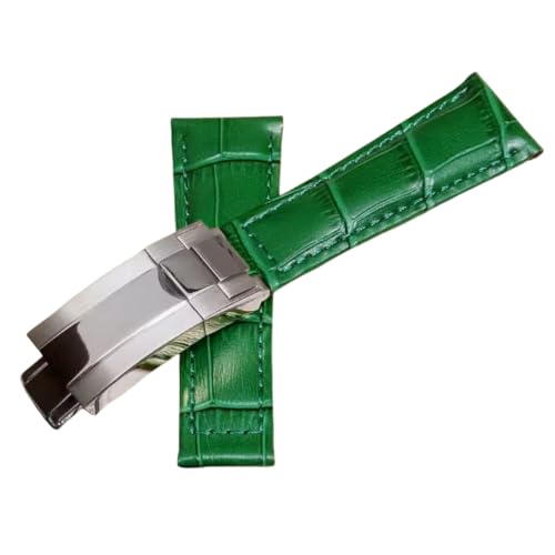 BoBoHome 20mm Flexibles Echtes Leder-Armband Ersatz-Trennverschluss-Armband Uhrenaccessoires für Rolex Black Green Submariner-Grün A von BoBoHome