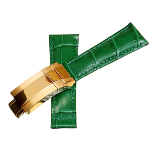 BoBoHome 20mm Flexibles Echtes Leder-Armband Ersatz-Trennverschluss-Armband Uhrenaccessoires für Rolex Black Green Submariner-Grün B von BoBoHome