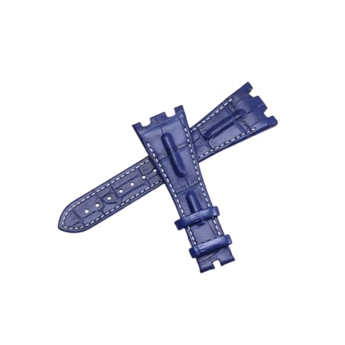 BoBoHome 28mm Leichtes Echtes Leder Armband Wasserfest Schweißfest Sportliches Uhrenarmband für AUDEMARSPIGUET ROYAL OAK OFFSHORE-Blau + Weiß von BoBoHome