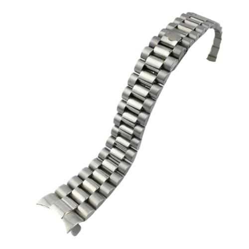 BoBoHome 3-Perlen Solid Edelstahl Uhrarmband Curved-End-Stahlkette Männer Ersatzarmband Zubehör für Rolex Datejust - Silber 13MM von BoBoHome