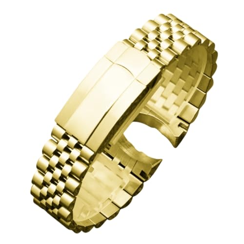 BoBoHome 316L Edelstahl Verstellbares Uhrenarmband Männer Metall Ersatz Uhrband für Rolex Datejust-Gold 20MM von BoBoHome