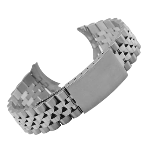 BoBoHome 5-Perlen Edelstahl Uhrarmband Solide Konstruktion mit Gebogenem Ende, Langlebiges Armbandzubehör für Rolex Datejust-Silber 17MM von BoBoHome