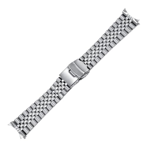 BoBoHome 5-Perlen Universal Gebogenes Edelstahl Uhrarmband Klappschnalle Ersatz-Zubehör - Silber 19MM von BoBoHome