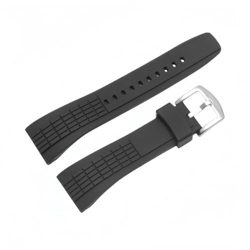 BoBoHome Biegsames Silikon Armband Uhr Schweißabweisendes Leichtes Sportliches Armband für Se-i-ko VELATURA/SRH SPC007J1 SRH013-Schwarz + Silber Schnalle von BoBoHome