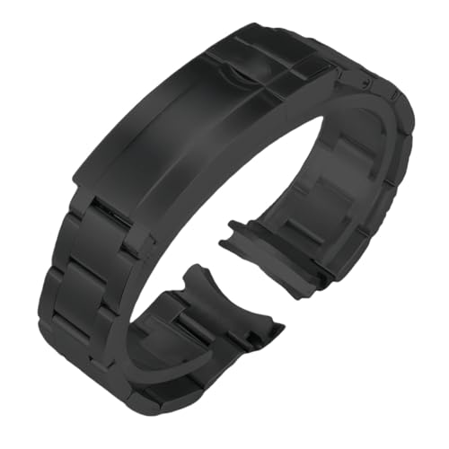 BoBoHome Edelstahl Einsatz-Uhrarmband Erweiterbares Armband Bogen-Schnittstelle für Rolex Oyster Perpetual-Schwarz 20MM von BoBoHome