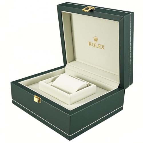 BoBoHome Emerald Grüne Log Echtes Leder Uhrenhalter Wachkasten mit Filz und Verstellbarem Kissen für Rolex Sea Dweller von BoBoHome
