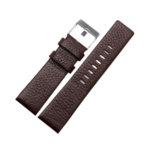 BoBoHome Flexibles Echtes Leder Armband Austauschbar Wasserdicht Farbenfrohes Ersatzarmband Zubehör für Diesel DZ1657 DZ4323 DZ7313-Braun 32mm von BoBoHome
