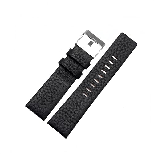 BoBoHome Flexibles Echtes Leder Armband Austauschbar Wasserdicht Farbenfrohes Ersatzarmband Zubehör für Diesel DZ1657 DZ4323 DZ7313-Schwarz 22mm von BoBoHome