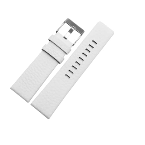 BoBoHome Flexibles Echtes Leder Armband Austauschbar Wasserdicht Farbenfrohes Ersatzarmband Zubehör für Diesel DZ1657 DZ4323 DZ7313-Weiß 24mm von BoBoHome