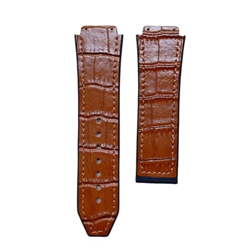 BoBoHome Leichtgewichtiges Echtes Leder Resin Silikon Armband Schw Sweatabweisend Minimalistisches Sportliches Ersatzarmband für HUB-LOT B-I-G B-A-N-G Fu-sion Series-Hellbraun von BoBoHome