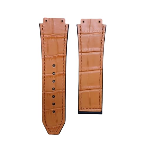 BoBoHome Leichtgewichtiges Echtes Leder Resin Silikon Armband Schw Sweatabweisend Minimalistisches Sportliches Ersatzarmband für HUB-LOT B-I-G B-A-N-G Fu-sion Series-Orange von BoBoHome