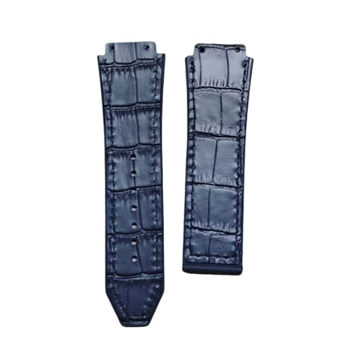 BoBoHome Leichtgewichtiges Echtes Leder Resin Silikon Armband Schw Sweatabweisend Minimalistisches Sportliches Ersatzarmband für HUB-LOT B-I-G B-A-N-G Fu-sion Series-Schwarz von BoBoHome