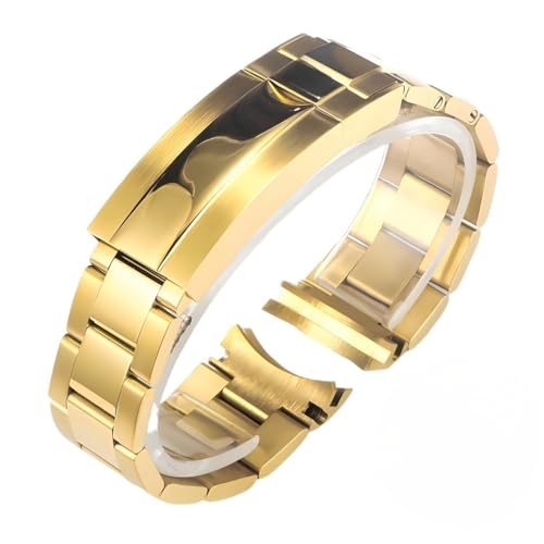 BoBoHome Solider Edelstahl Uhrarmband Bogen-Schnittstelle Männerersatz-Uhrenband für Rolex Submariner-Gold 21MM von BoBoHome