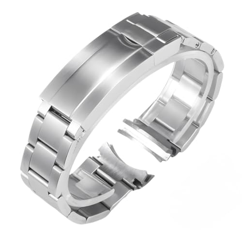 BoBoHome Solider Edelstahl Uhrarmband Bogen-Schnittstelle Männerersatz-Uhrenband für Rolex Submariner-Mattes Silber 20MM von BoBoHome