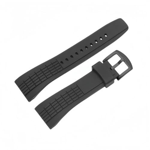 BoBoHome Strapazierfähige Sportliche Silikonarmbänder Elastische Schweißabweisende Wasserdichte Armbänder für Se-i-ko VELATURA/SRH SPC007J1 SRH013-Schwarz + Schwarze Schnalle von BoBoHome