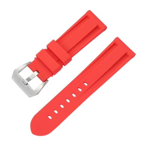 BoBoHome Wasserdichtes Silikonarmband Herren Dornschließe Kautschukarmband Ersatz Uhren Zubehör für PA-NE-RAI PAM111/441 - Rot + Silber Schnalle 22mm BoBoHome Wasserdichtes Silikonarmband Herren Dornschließe Kautschukarmband Ersatz Uhren Zubehör für PA-NE-RAI PAM111/441 - Rot + Silber Schnalle 22mm von BoBoHome