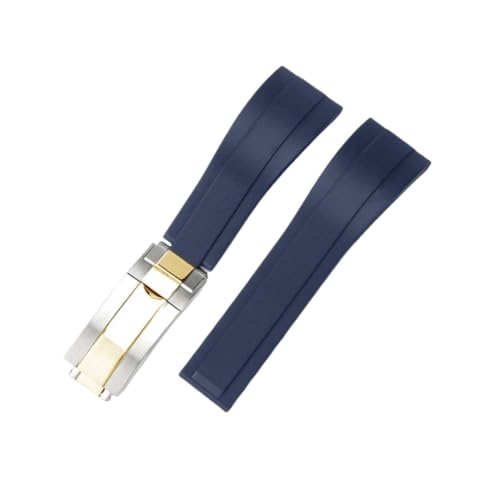 BoBoHome Wasserdichtes Silikonarmband Uhrarmband Faltschließe Flexibel Robust Herrenuhren Zubehör für Rolox Submariner Yacht-Master Oyster-Blau Armband + Silber Gold Schließe 20mm BoBoHome Wasserdichtes Silikonarmband Uhrarmband Faltschließe Flexibel Robust Herrenuhren Zubehör für Rolox Submariner Yacht-Master Oyster-Blau Armband + Silber Gold Schließe 20mm von BoBoHome