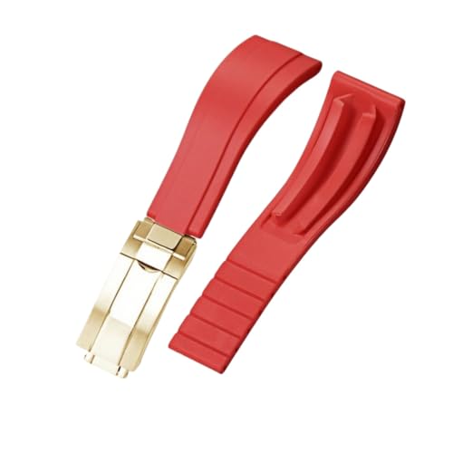 BoBoHome Wasserdichtes Silikonarmband Uhrarmband Faltschließe Flexibel Robust Herrenuhren Zubehör für Rolox Submariner Yacht-Master Oyster-Rot Armband + Gold Schließe 20mm BoBoHome Wasserdichtes Silikonarmband Uhrarmband Faltschließe Flexibel Robust Herrenuhren Zubehör für Rolox Submariner Yacht-Master Oyster-Rot Armband + Gold Schließe 20mm von BoBoHome
