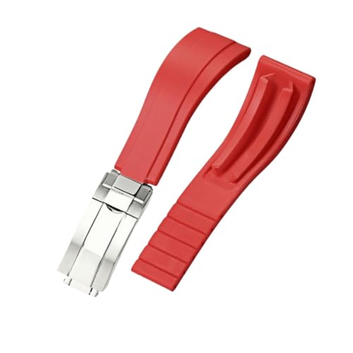 BoBoHome Wasserdichtes Silikonarmband Uhrarmband Faltschließe Flexibel Robust Herrenuhren Zubehör für Rolox Submariner Yacht-Master Oyster-Rot Armband + Silber Schließe 20mm BoBoHome Wasserdichtes Silikonarmband Uhrarmband Faltschließe Flexibel Robust Herrenuhren Zubehör für Rolox Submariner Yacht-Master Oyster-Rot Armband + Silber Schließe 20mm von BoBoHome