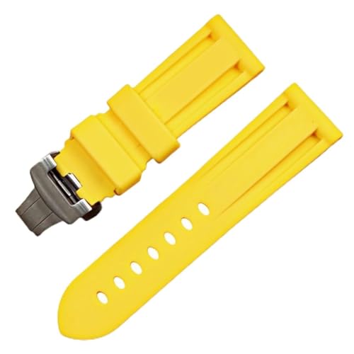 BoBoHome Wasserdichtes Silikonarmband Uhrarmband Herrenuhr Zubehör Flexibel Haltbar für PA-NE-RAI PAM441 359 437 393-Gelb + Silber Schließe 22mm BoBoHome Wasserdichtes Silikonarmband Uhrarmband Herrenuhr Zubehör Flexibel Haltbar für PA-NE-RAI PAM441 359 437 393-Gelb + Silber Schließe 22mm von BoBoHome